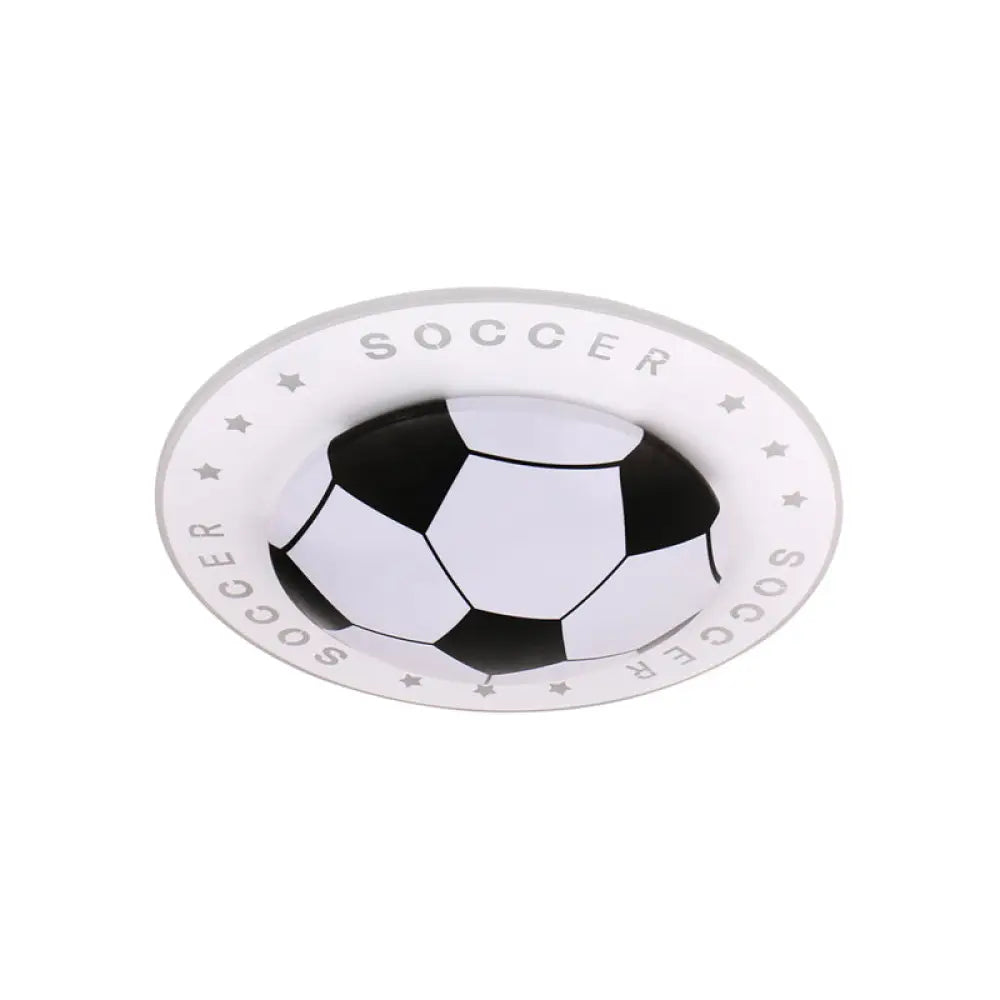 Football Flush Ceiling Light: Sporty Boys Bedroom Lamp In Black & White