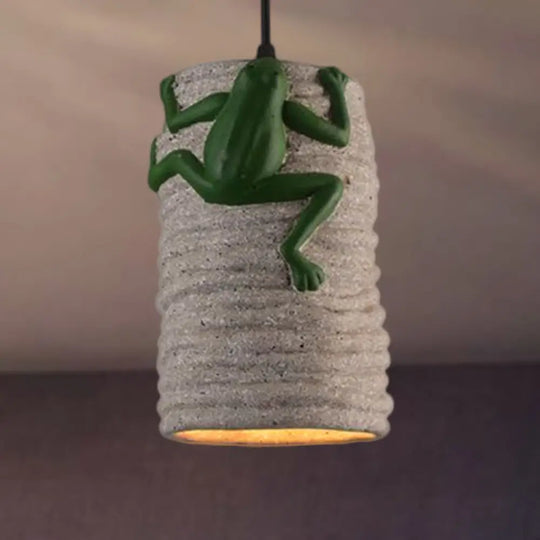 Frog Deco Industrial Pendant Light In Brass/Black/Grey For Bars - Cement And Resin Lamp Grey