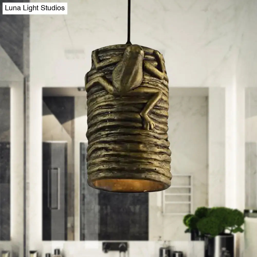 Frog Deco Industrial Pendant Light In Brass/Black/Grey For Bars - Cement And Resin Lamp