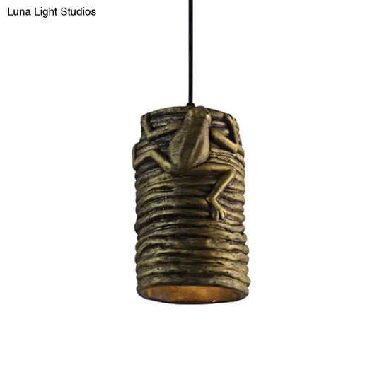 Frog Deco Industrial Pendant Light In Brass/Black/Grey For Bars - Cement And Resin Lamp