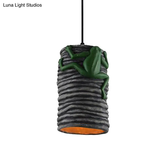 Frog Deco Industrial Pendant Light In Brass/Black/Grey For Bars - Cement And Resin Lamp