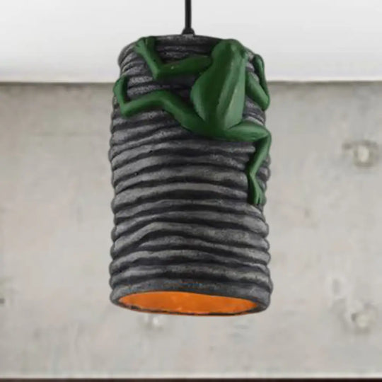 Frog Deco Industrial Pendant Light In Brass/Black/Grey For Bars - Cement And Resin Lamp Black