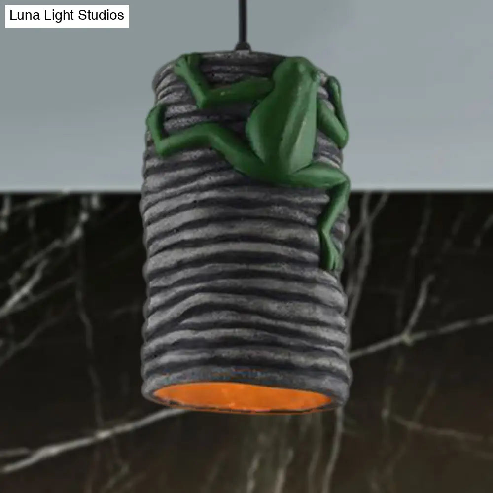 Frog Deco Industrial Pendant Light In Brass/Black/Grey For Bars - Cement And Resin Lamp