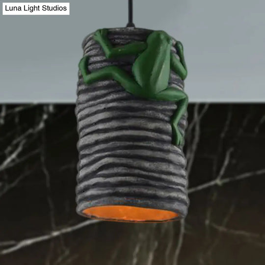 Frog Deco Industrial Pendant Light In Brass/Black/Grey For Bars - Cement And Resin Lamp