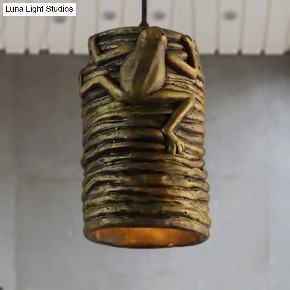 Frog Deco Industrial Pendant Light In Brass/Black/Grey For Bars - Cement And Resin Lamp