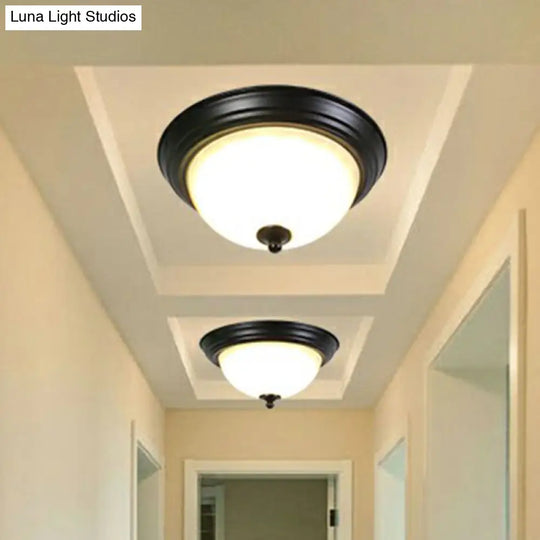 Frost Glass Led Flush Ceiling Light - Vintage Living Room Mount Fixture Black / Small B