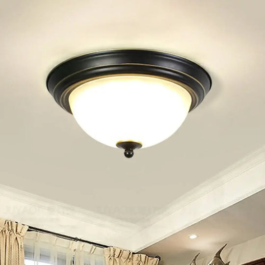 Frost Glass Led Flush Ceiling Light - Vintage Living Room Mount Fixture Black - Gold / Small B