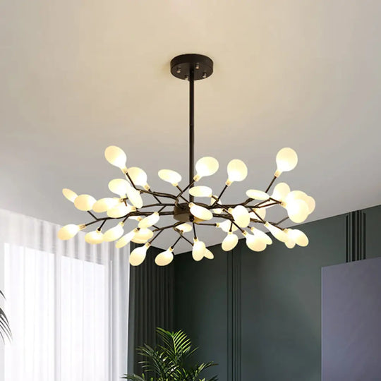 Frosted Black Branch Chandelier - Modern Metallic Suspended Light For Restaurants 45 /