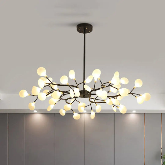 Frosted Black Branch Chandelier - Modern Metallic Suspended Light For Restaurants 54 /