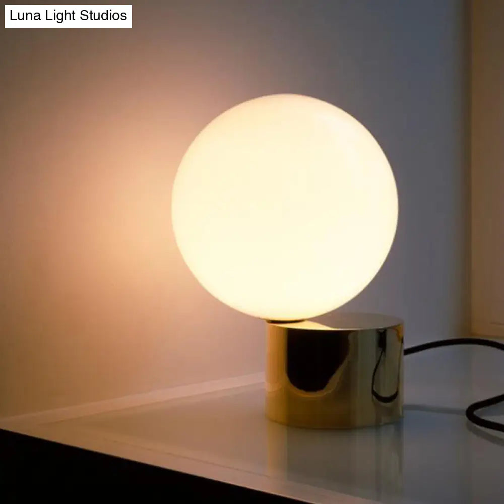 Frosted Glass Ball Table Lamp - Contemporary Stylish 1-Light Golden Lighting