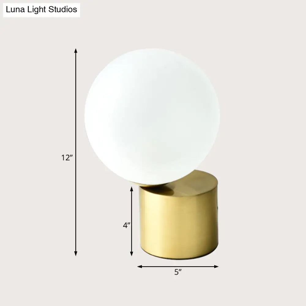 Frosted Glass Ball Table Lamp - Contemporary Stylish 1-Light Golden Lighting