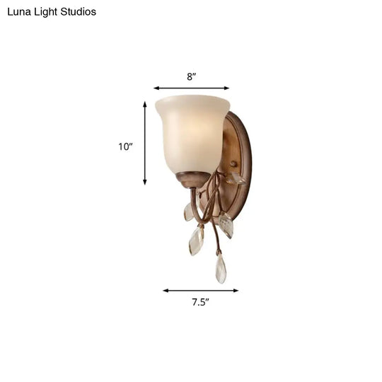 Frosted Glass Bell Shape Sconce Light - Traditional Wall Mounted With Coffee Backplate 1/2/3-Light