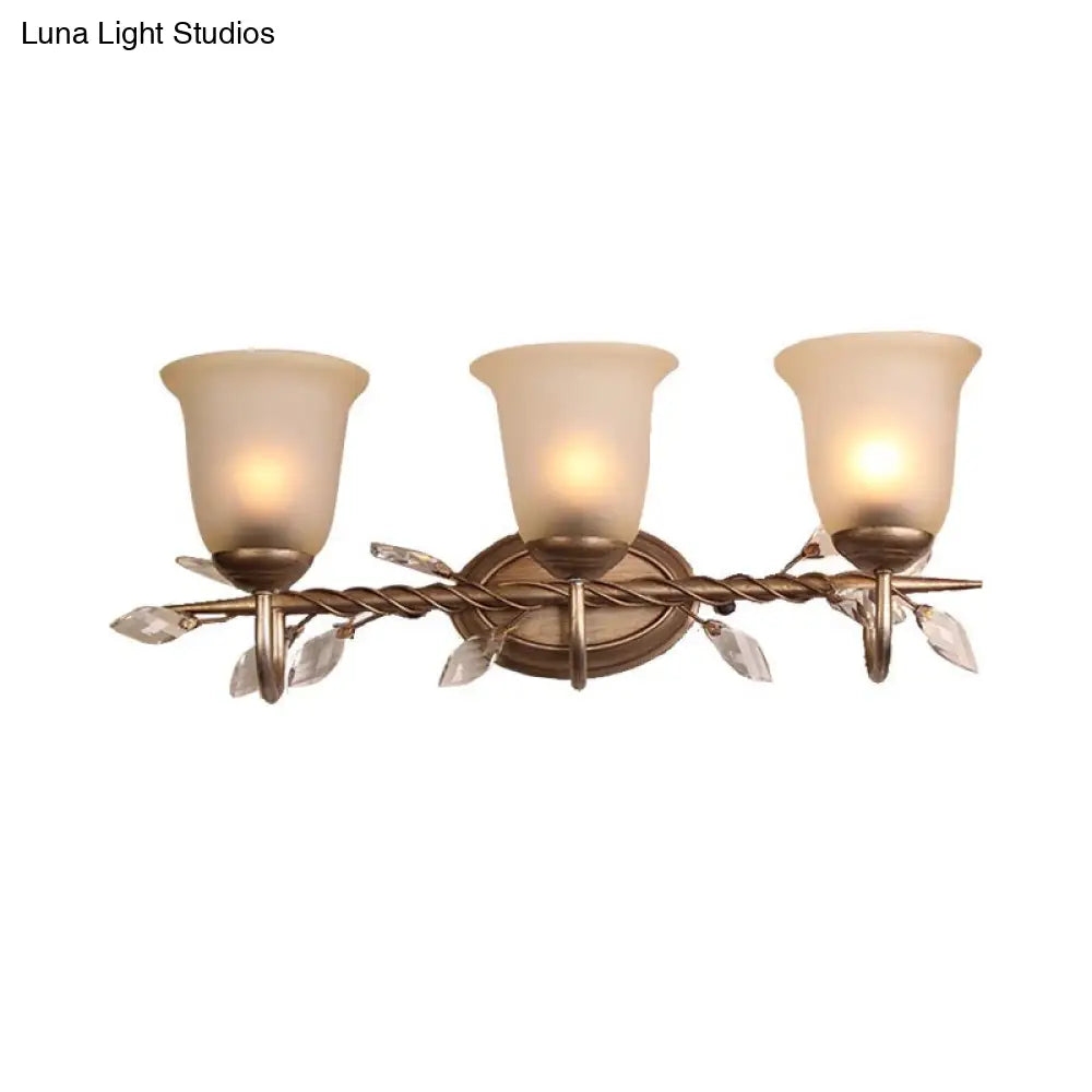 Frosted Glass Bell Shape Sconce Light - Traditional Wall Mounted With Coffee Backplate 1/2/3-Light