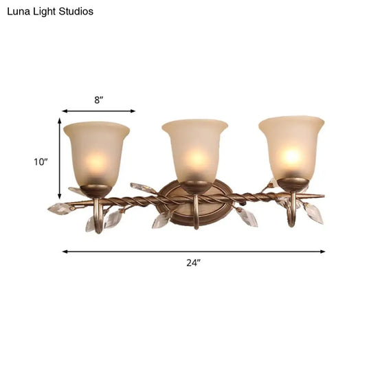 Frosted Glass Bell Shape Sconce Light - Traditional Wall Mounted With Coffee Backplate 1/2/3-Light