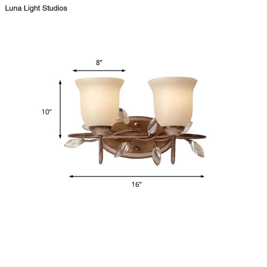 Frosted Glass Bell Shape Sconce Light - Traditional Wall Mounted With Coffee Backplate 1/2/3-Light