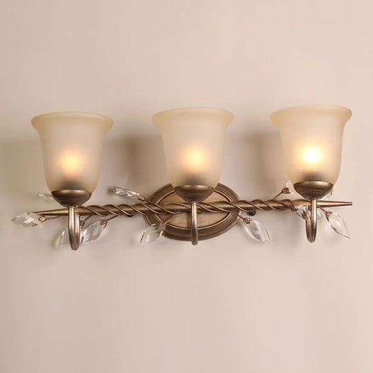 Frosted Glass Bell Shape Sconce Light - Traditional Wall Mounted With Coffee Backplate 1/2/3-Light