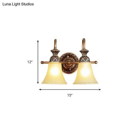 Frosted Glass Bell Vanity Lighting - Classic 2/3 Lights Bathroom Wall Mounted Lamp Bronze Finish