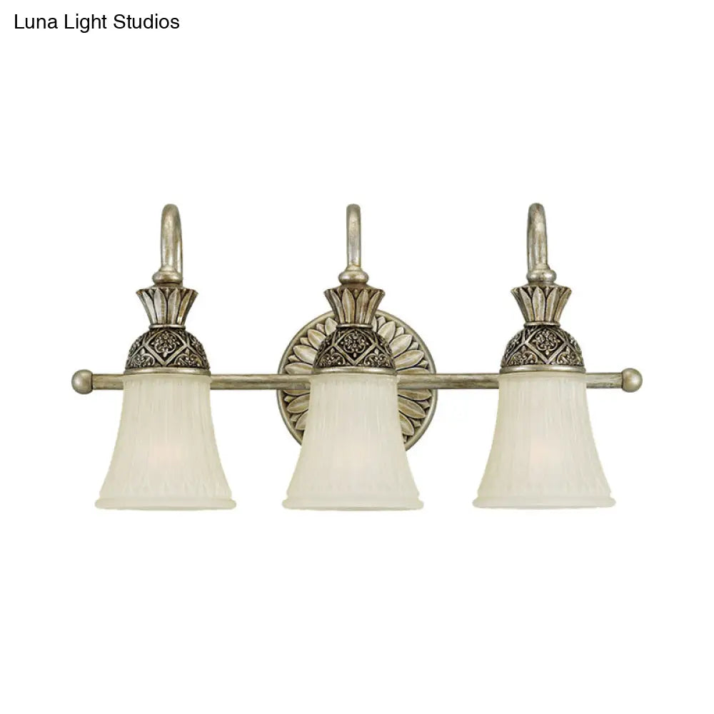 Frosted Glass Bell Vanity Lighting - Classic 2/3 Lights Bathroom Wall Mounted Lamp Bronze Finish