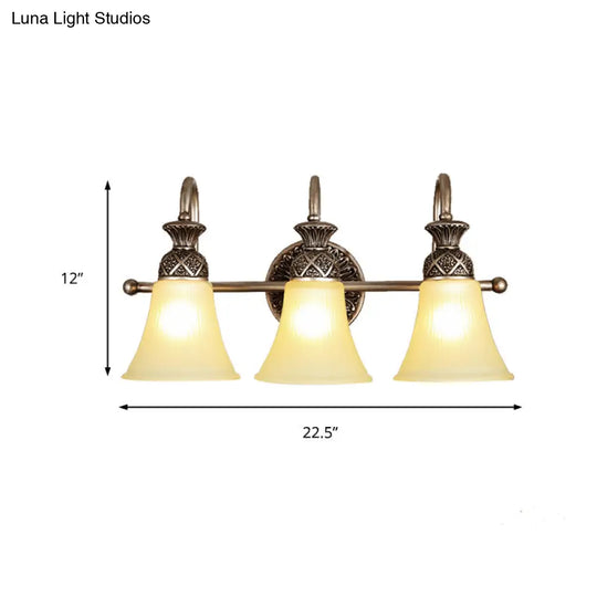 Frosted Glass Bell Vanity Lighting - Classic 2/3 Lights Bathroom Wall Mounted Lamp Bronze Finish