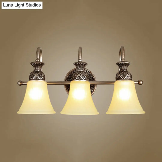 Frosted Glass Bell Vanity Lighting - Classic 2/3 Lights Bathroom Wall Mounted Lamp Bronze Finish