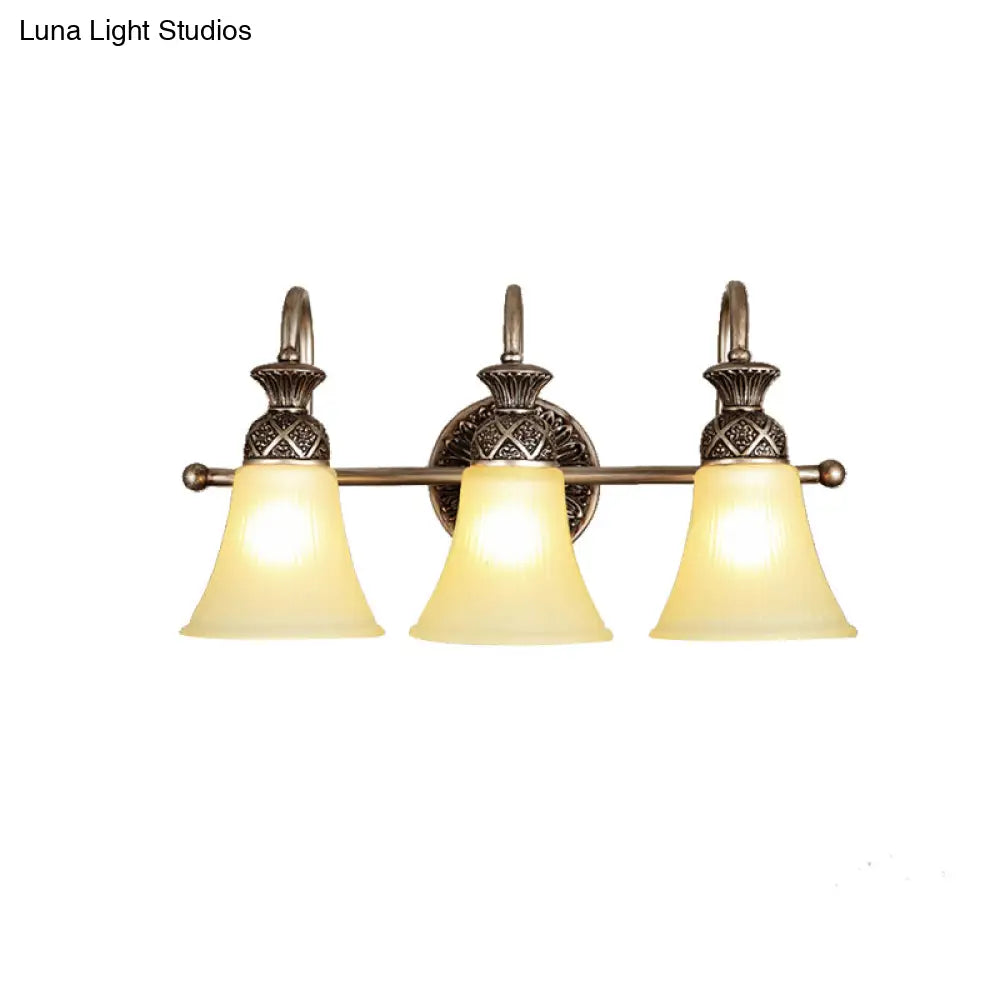 Frosted Glass Bell Vanity Lighting - Classic 2/3 Lights Bathroom Wall Mounted Lamp Bronze Finish