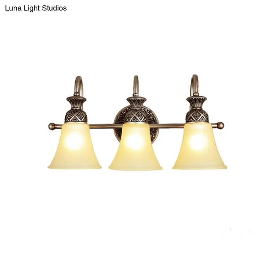 Frosted Glass Bell Vanity Lighting - Classic 2/3 Lights Bathroom Wall Mounted Lamp Bronze Finish