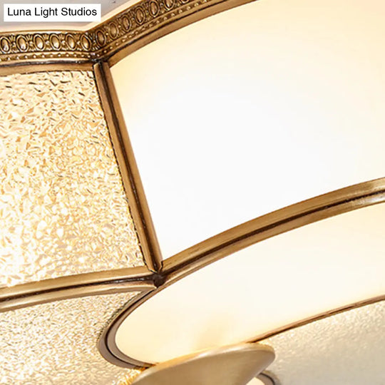 Frosted Glass & Brass Ceiling Flush Mount Chandelier - Opal Clover Design 4 Heads Colonial Style