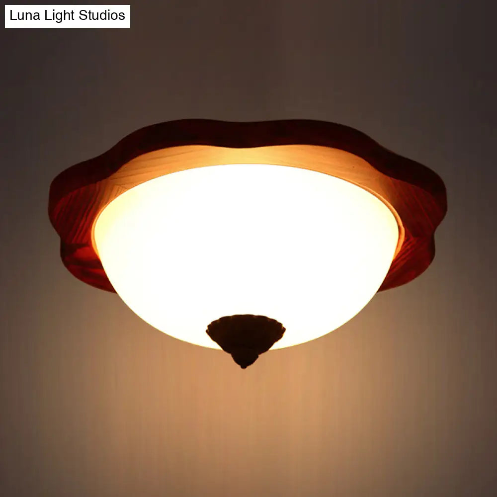 Frosted Glass Brown Flush Light Fixture - 16’/19’ W 3 Heads Rural Mount Recessed Lighting With