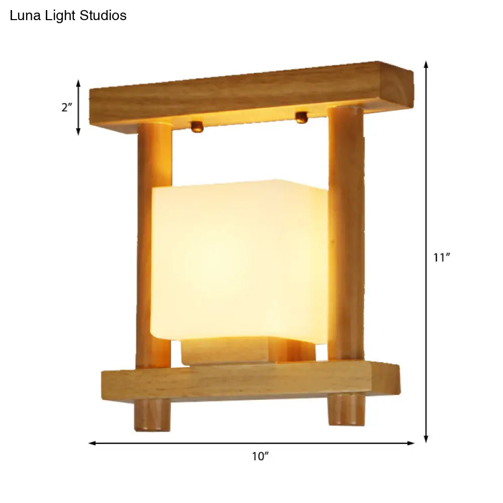 Frosted Glass Ceiling Flush Light - Contemporary Semi Flushmount Lamp For Staircase Wood Décor