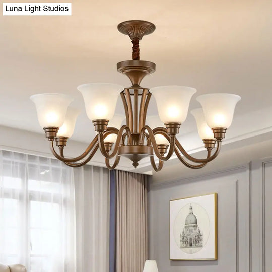 Frosted Glass Chandelier Light Retro Style Pendant Fixture For Living Room