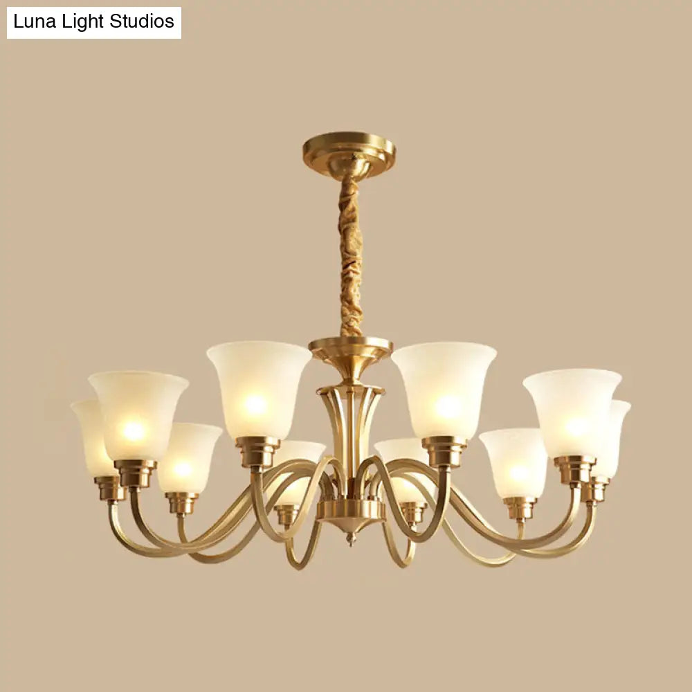 Frosted Glass Chandelier Light Retro Style Pendant Fixture For Living Room