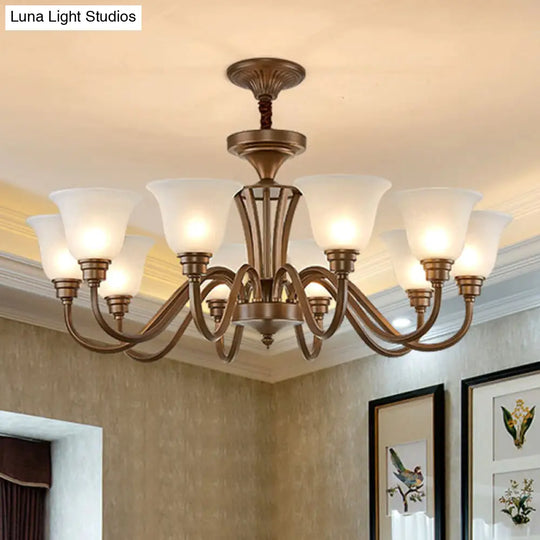 Frosted Glass Chandelier Light Retro Style Pendant Fixture For Living Room