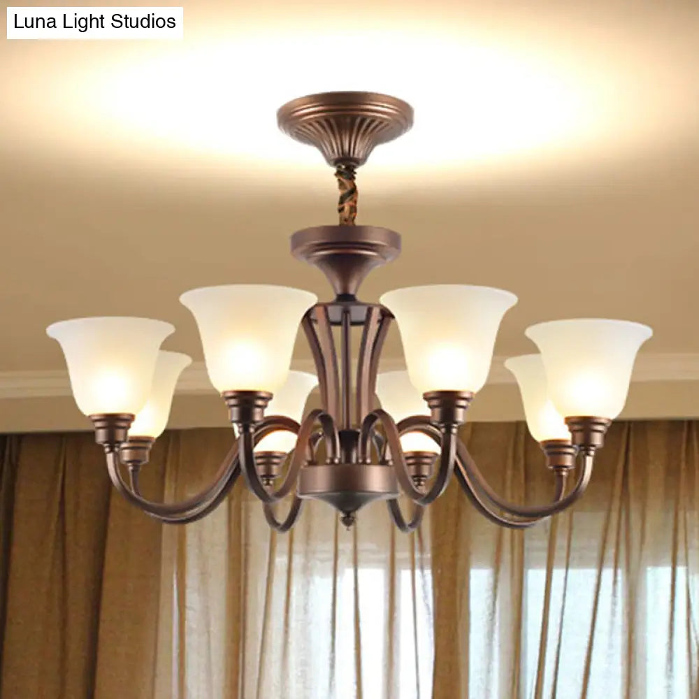 Frosted Glass Chandelier Light Retro Style Pendant Fixture For Living Room