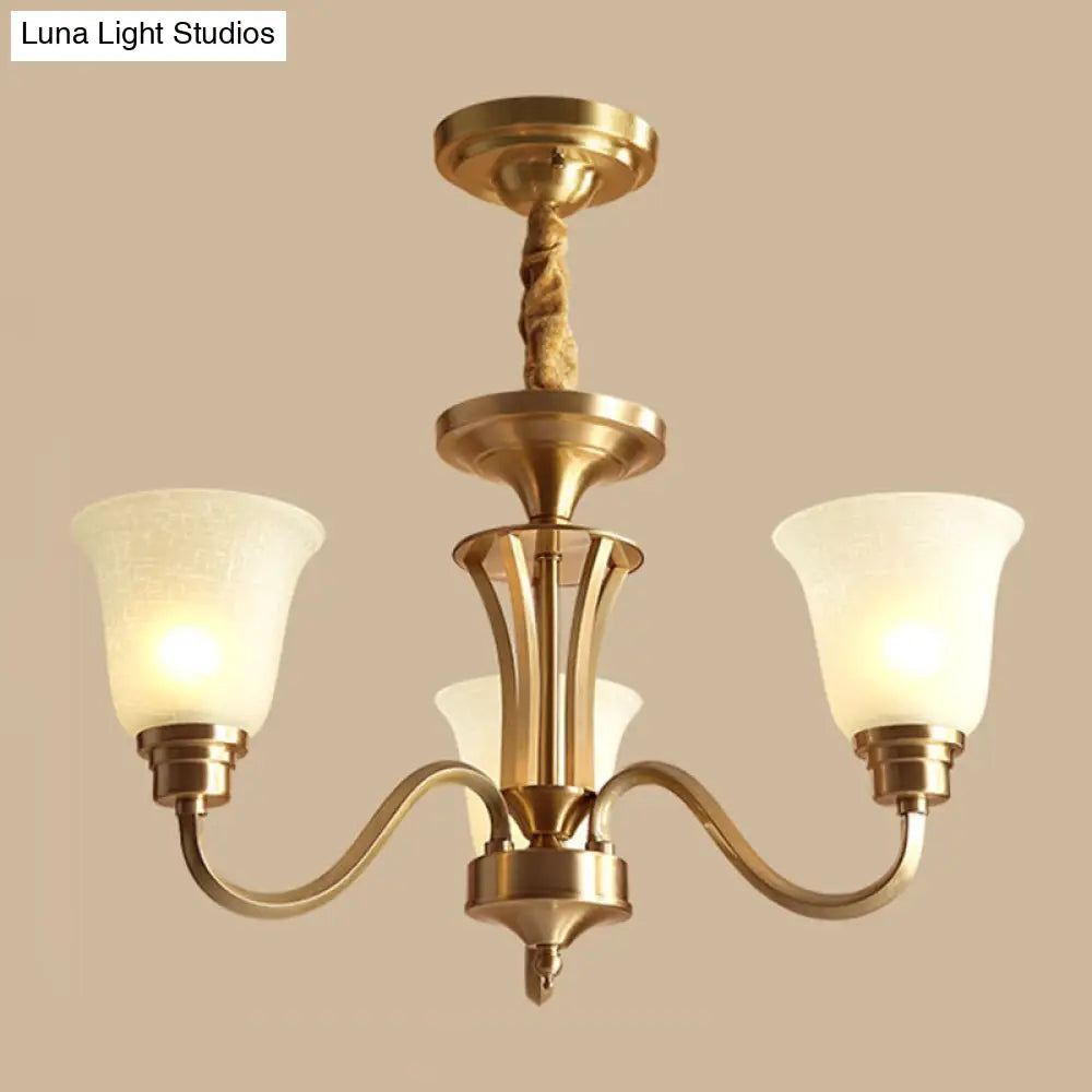 Frosted Glass Chandelier Light Retro Style Pendant Fixture For Living Room