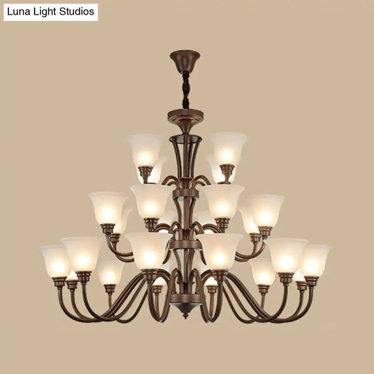 Frosted Glass Chandelier Light Retro Style Pendant Fixture For Living Room