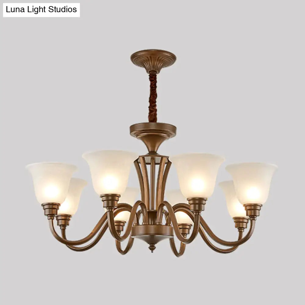 Frosted Glass Chandelier Light Retro Style Pendant Fixture For Living Room