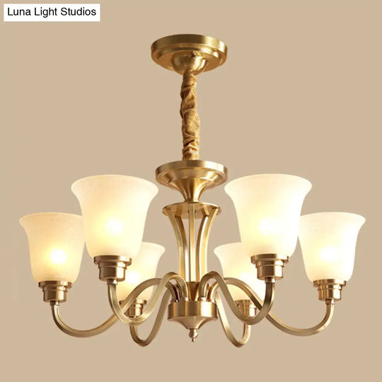 Frosted Glass Chandelier Light Retro Style Pendant Fixture For Living Room