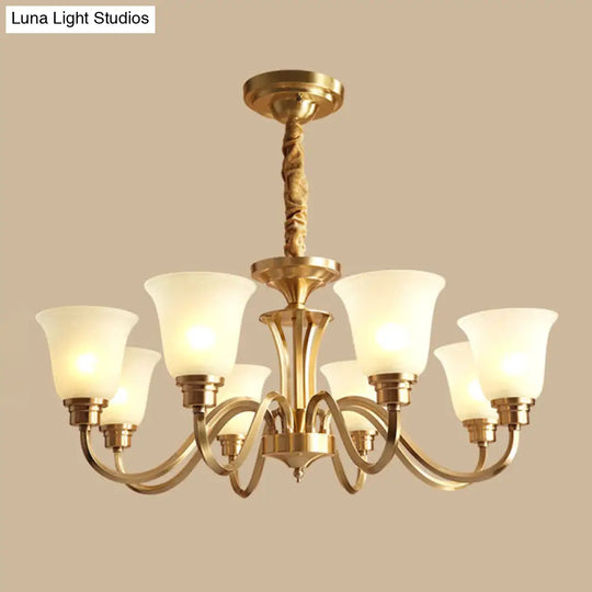 Frosted Glass Chandelier Light Retro Style Pendant Fixture For Living Room