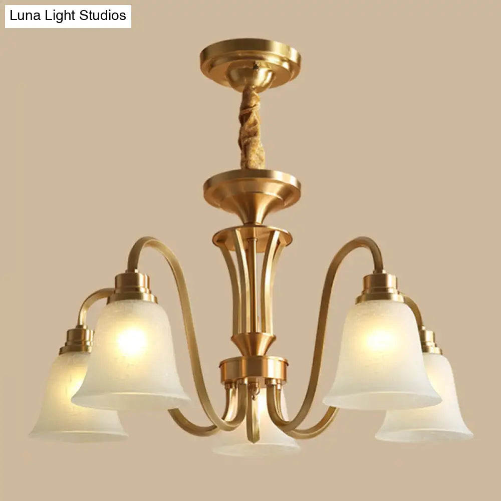 Frosted Glass Chandelier Light Retro Style Pendant Fixture For Living Room