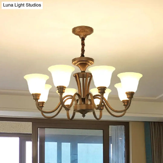 Frosted Glass Chandelier Light Retro Style Pendant Fixture For Living Room