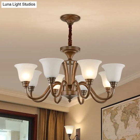 Frosted Glass Chandelier Light Retro Style Pendant Fixture For Living Room