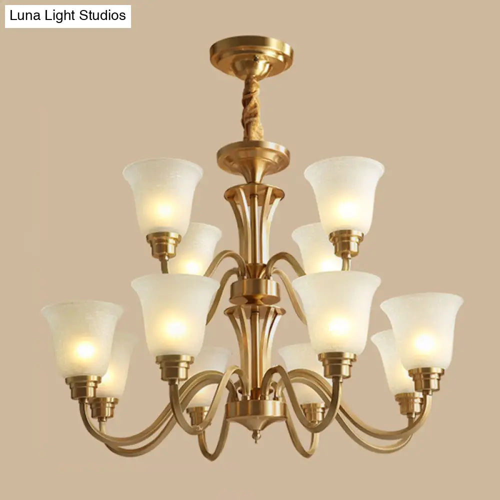 Frosted Glass Chandelier Light Retro Style Pendant Fixture For Living Room