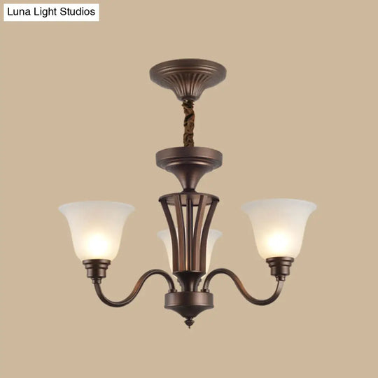 Frosted Glass Chandelier Light Retro Style Pendant Fixture For Living Room