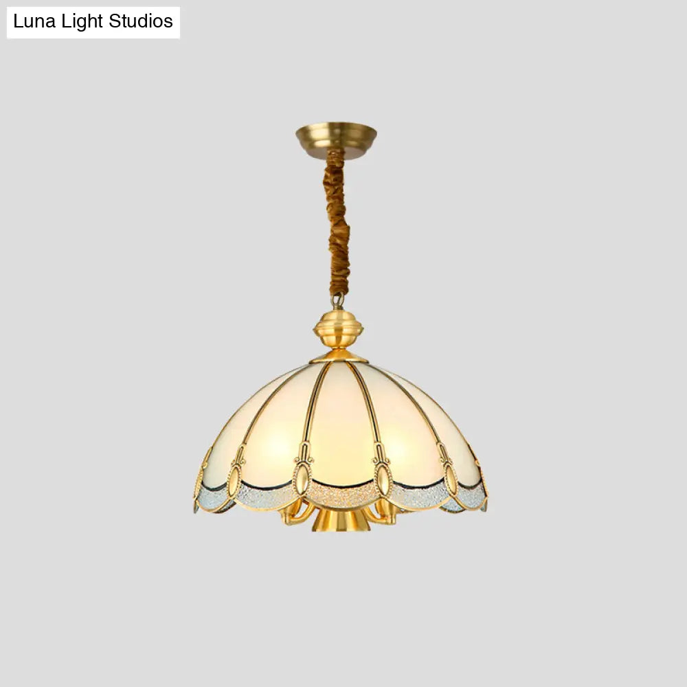 Frosted Glass Chandelier Pendant Light For Dining Room - Nickel Geometric Shape Classic Design