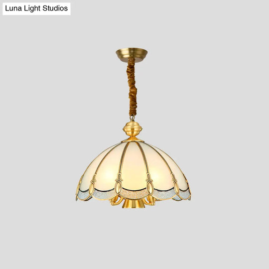 Frosted Glass Chandelier Pendant Light For Dining Room - Nickel Geometric Shape Classic Design