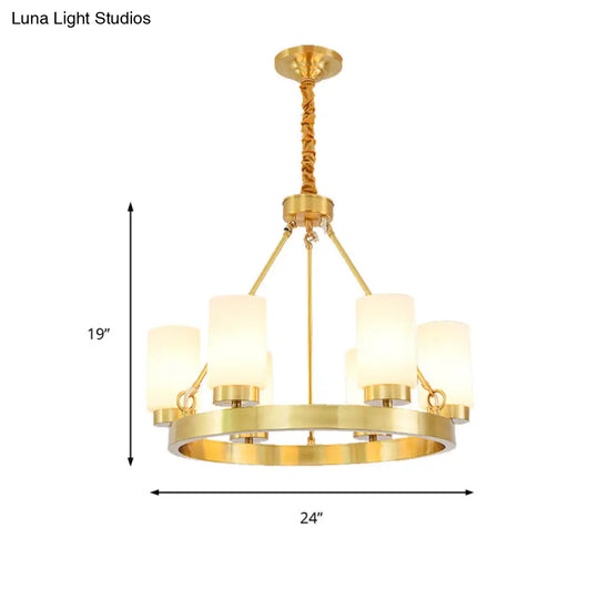 Frosted Glass Chandelier Pendant Light With Gold Finish - Classic 4/6 Lights For Bedroom