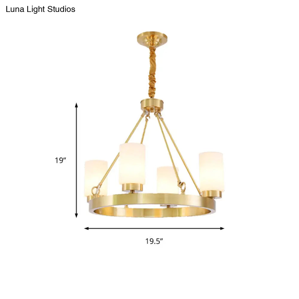 Frosted Glass Chandelier Pendant Light With Gold Finish - Classic 4/6 Lights For Bedroom