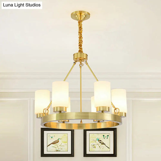 Frosted Glass Chandelier Pendant Light With Gold Finish - Classic 4/6 Lights For Bedroom