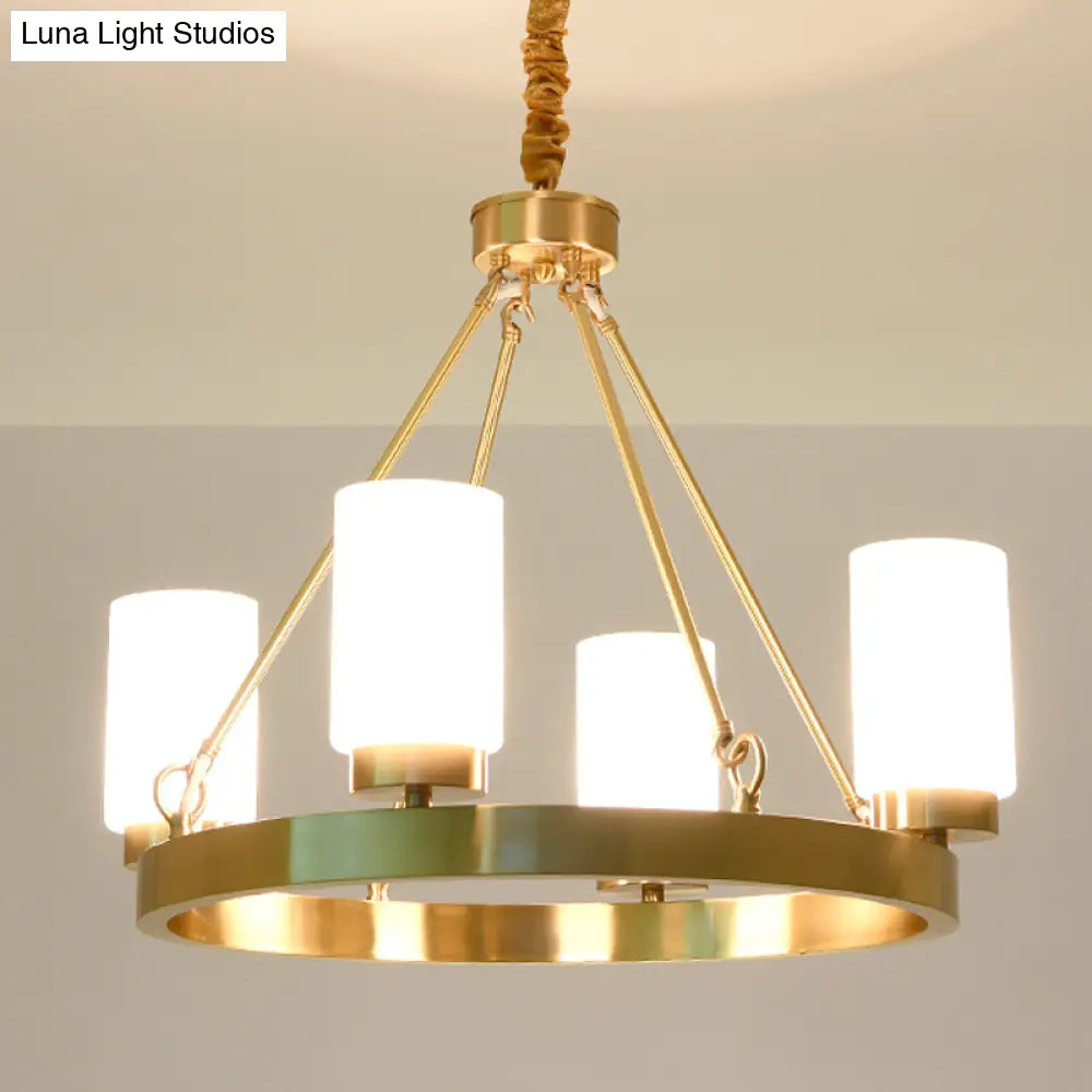 Frosted Glass Chandelier Pendant Light With Gold Finish - Classic 4/6 Lights For Bedroom