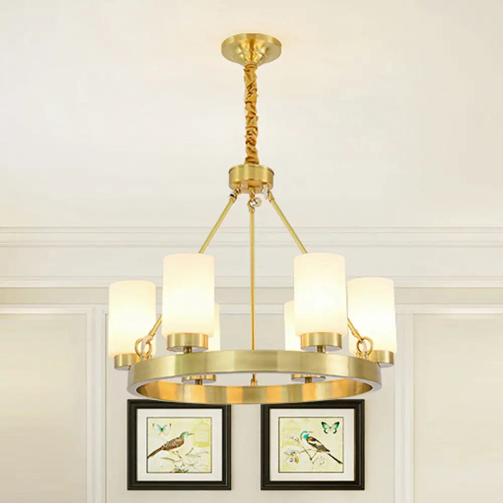 Frosted Glass Chandelier Pendant Light With Gold Finish - Classic 4/6 Lights For Bedroom 6 /